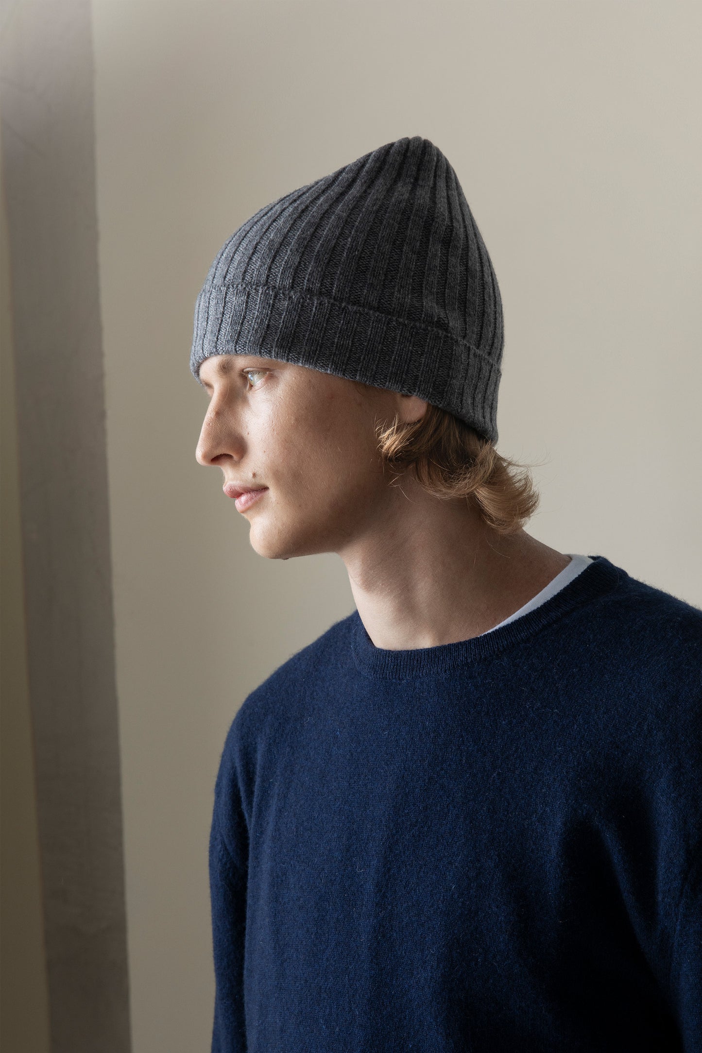 Unisex Wide Ribbed Beanie Hat - Derby Grey