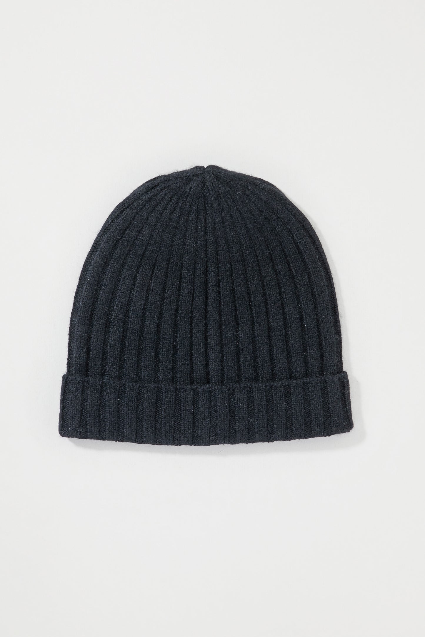 Unisex Wide Ribbed Beanie Hat - Black