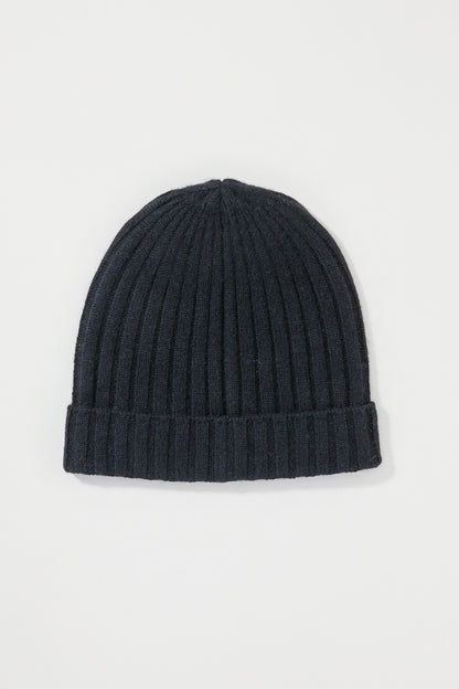 Unisex Wide Ribbed Beanie Hat - Black