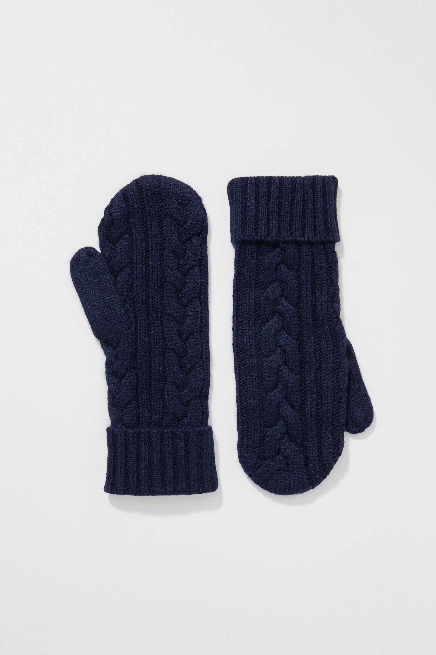 Cable Knit Mittens - Dark Navy