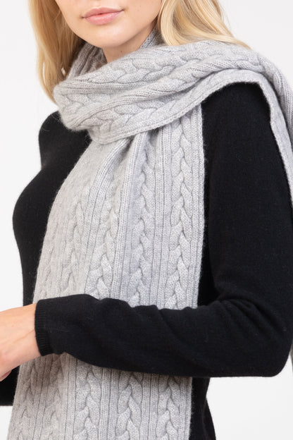 Cable Knit Cashmere Scarf - Oyster Grey