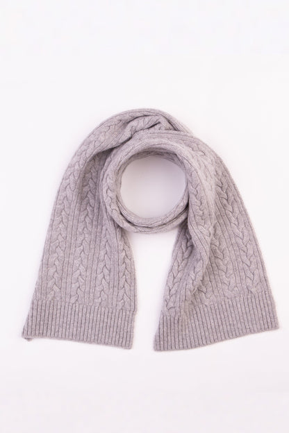 Cable Knit Cashmere Scarf - Oyster Grey