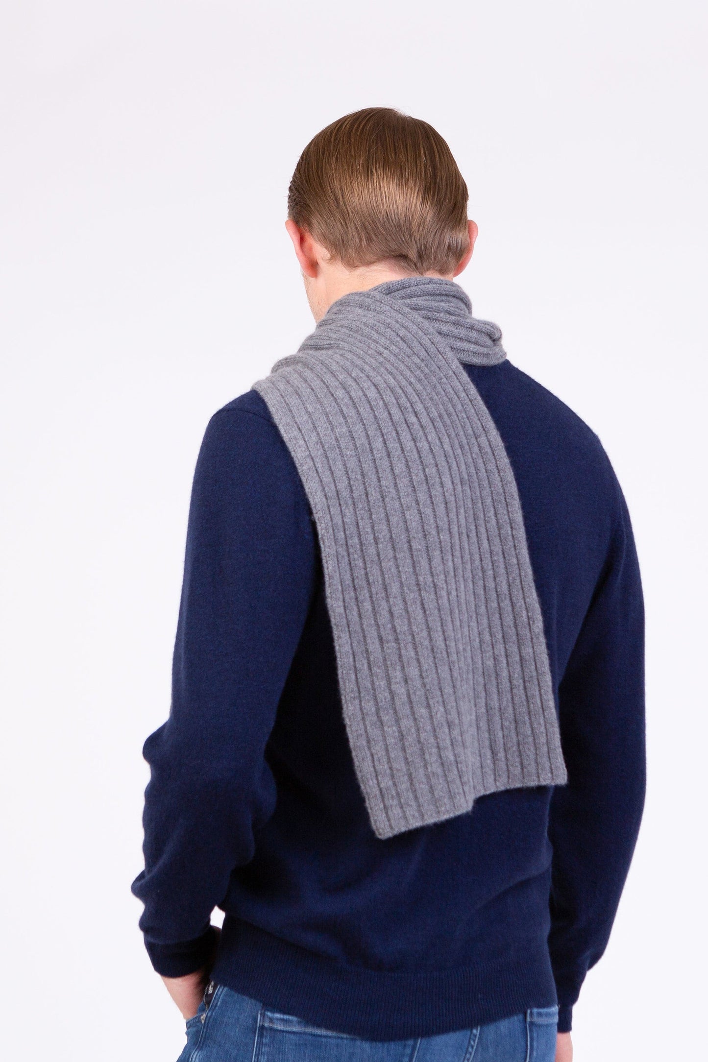 Ribbed Cashmere Scarf - Derby Grey