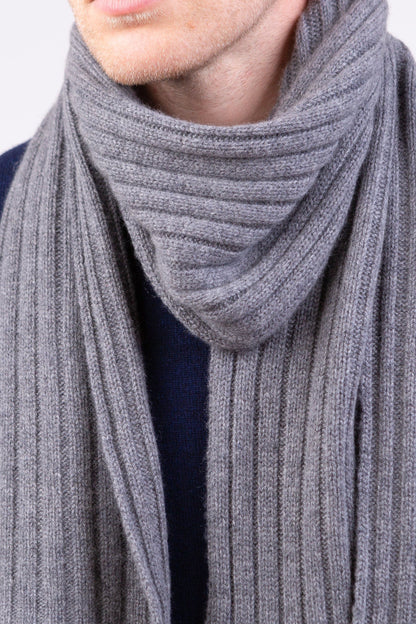 Ribbed Cashmere Scarf - Derby Grey