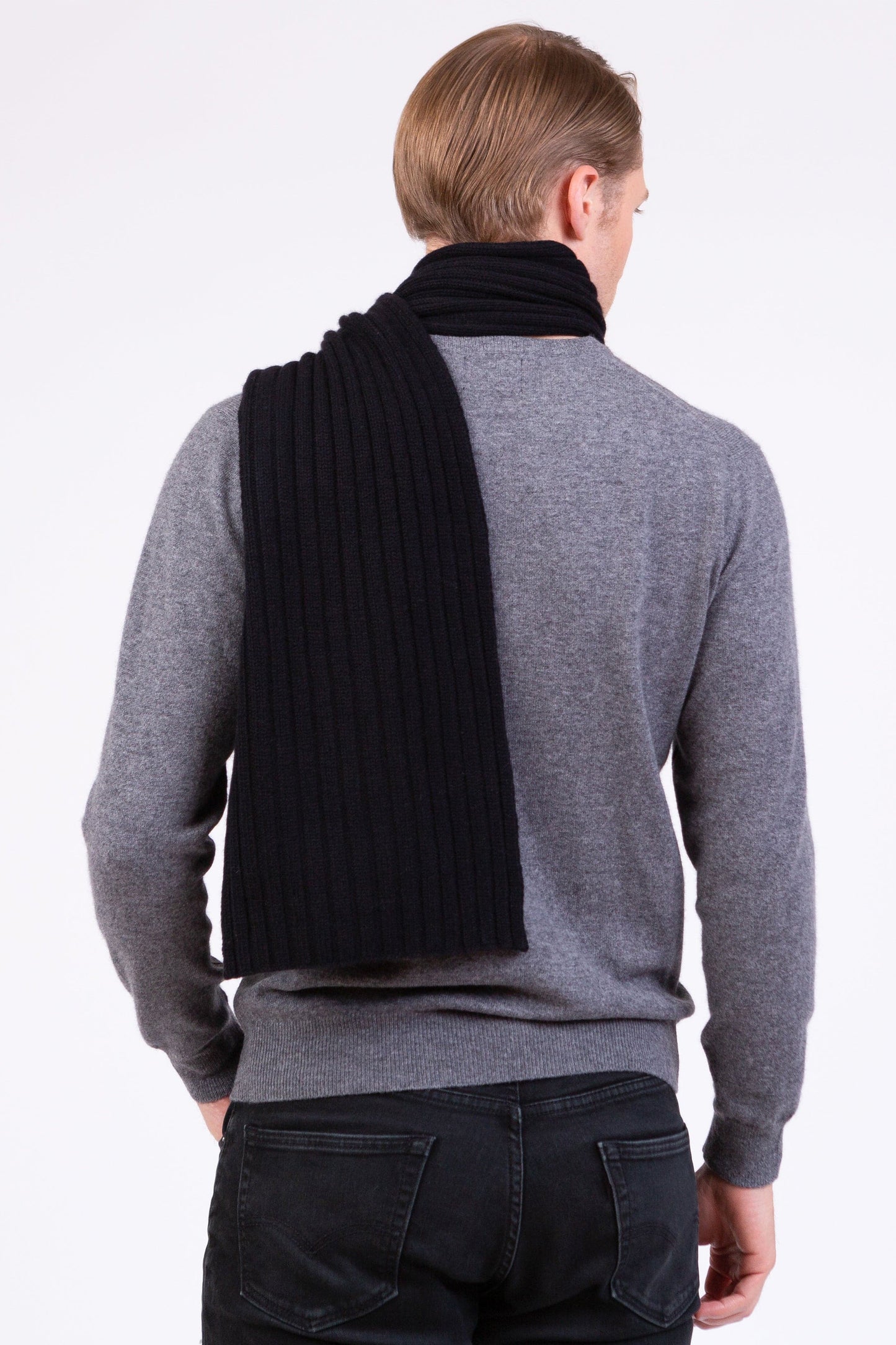 Ribbed Cashmere Scarf - Black