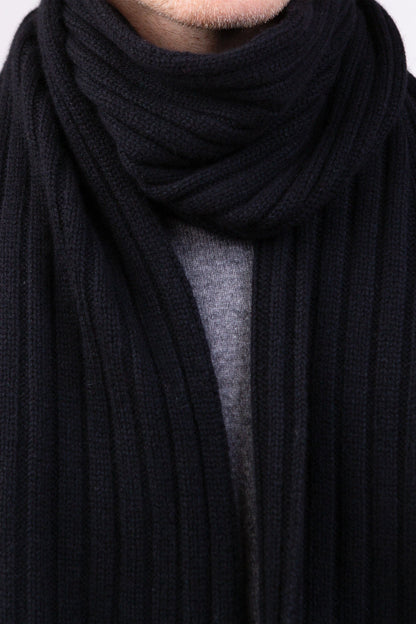 Ribbed Cashmere Scarf - Black