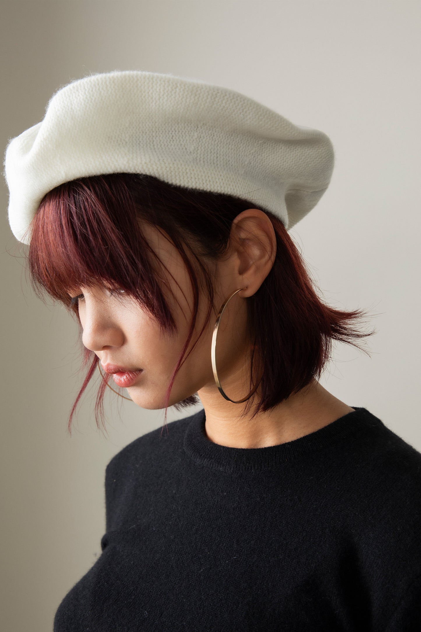 Cashmere Knitted Beret - Soft White