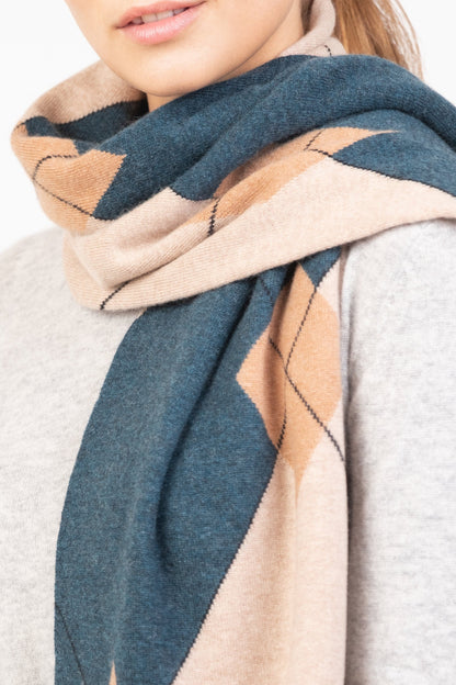 Argyle Cashmere Scarf - Camel Mix