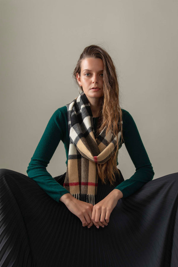 Camel Thompson Cashmere Scarf from Scotland