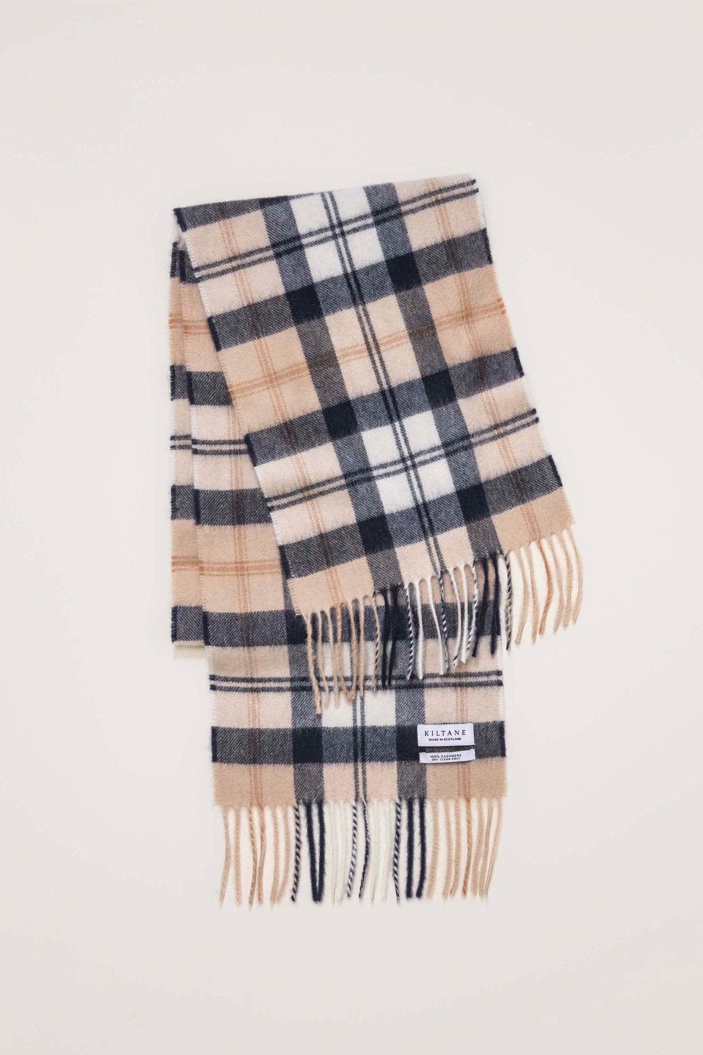 Made In Scotland Contemporary Cashmere Scarf - Navy Camel