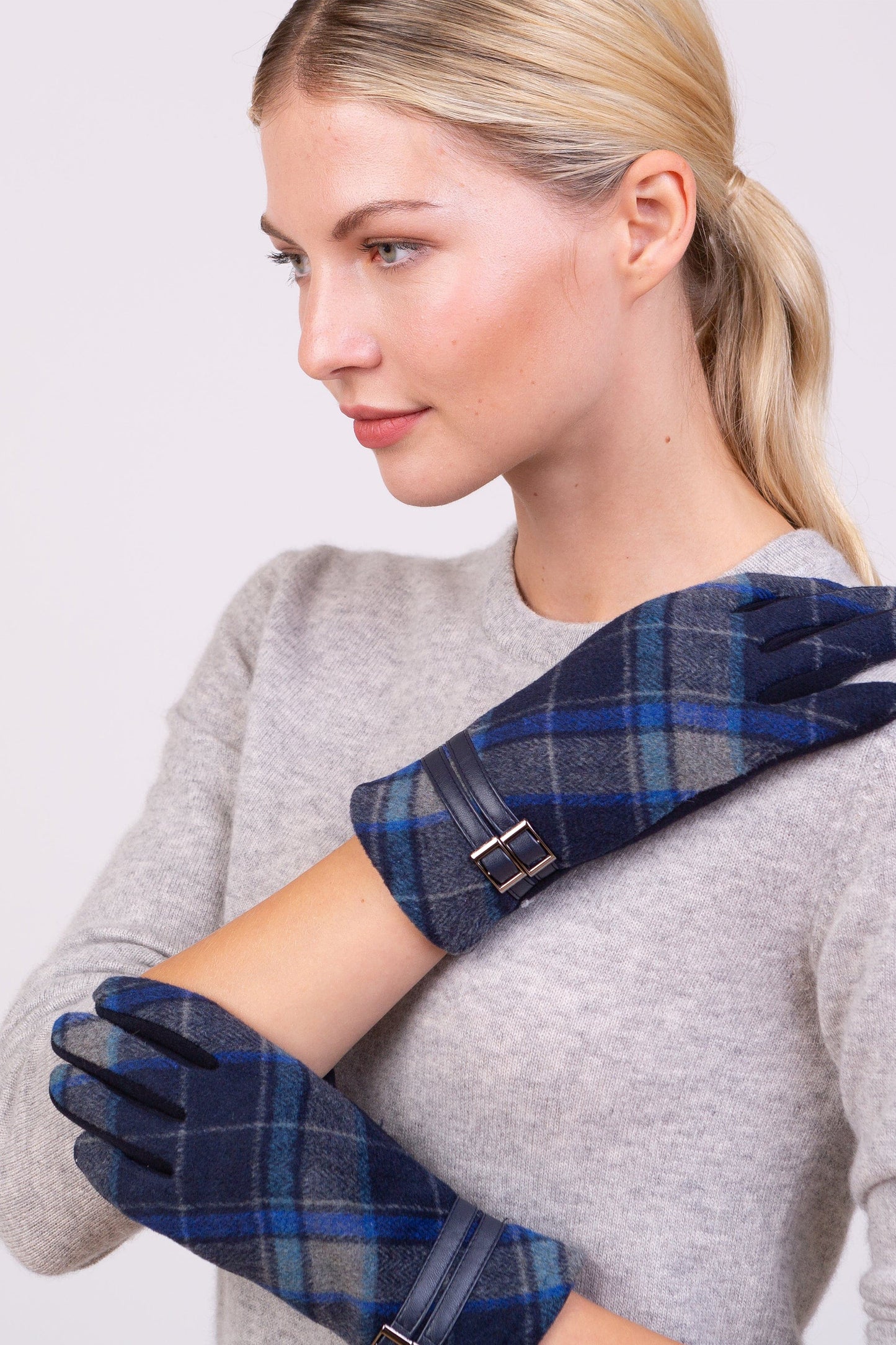 Tartan Gloves - Blue