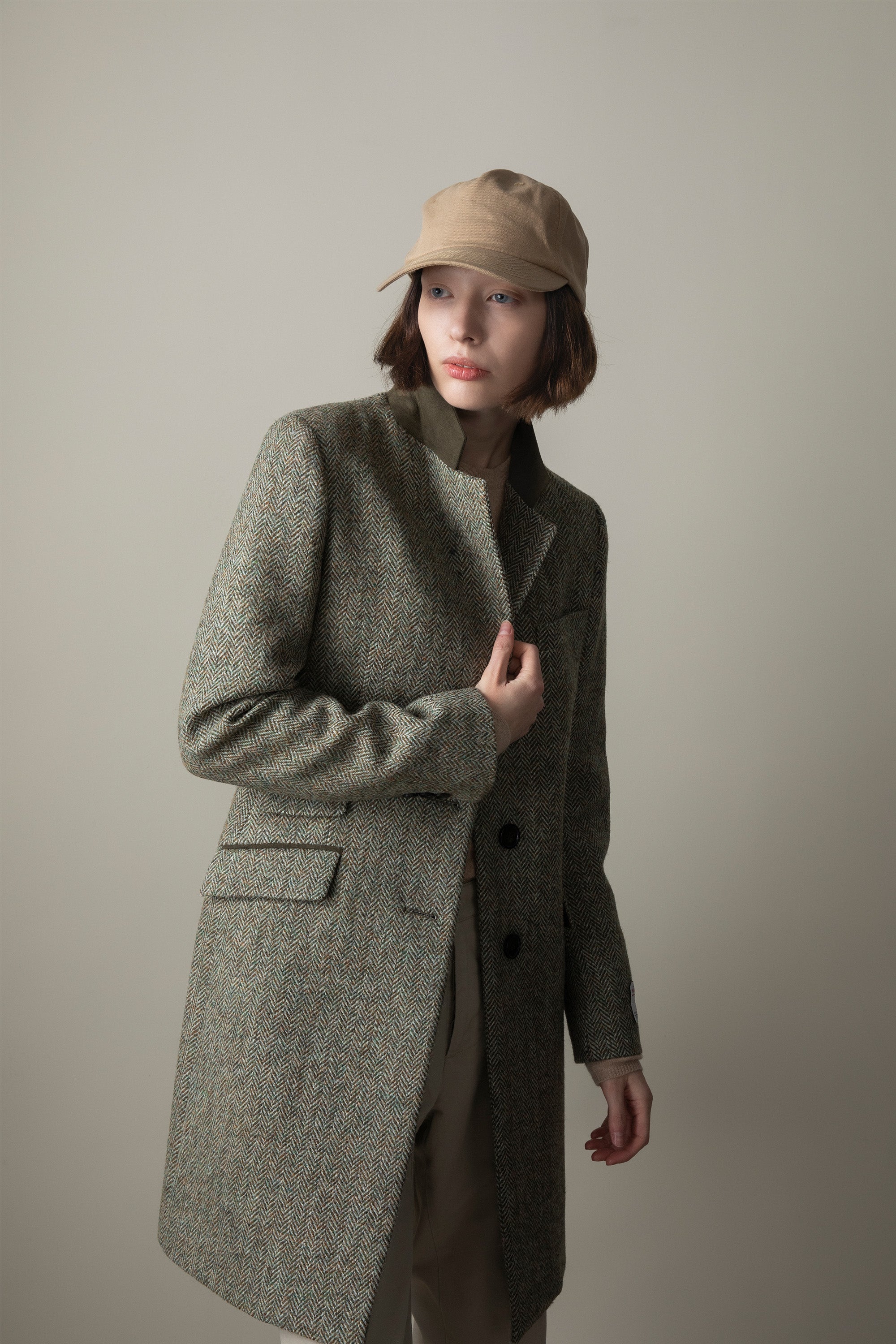 Harris tweed overcoat in herringbone best sale