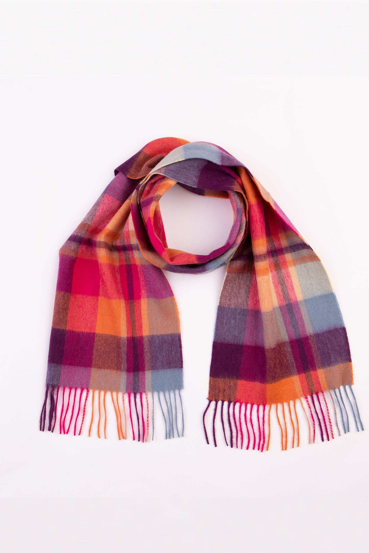 Square Check Lambswool Scarf - Orient Ginger