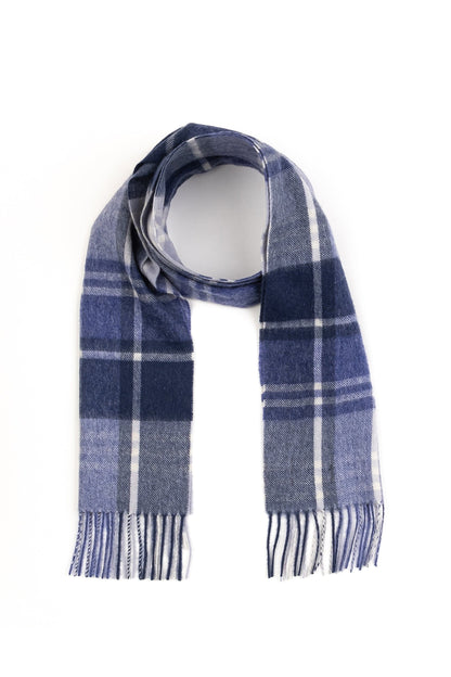 Square Check Lambswool Scarf - Blue Jk
