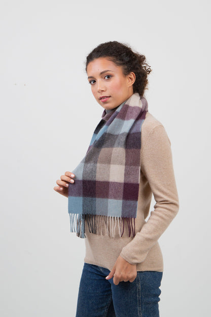5 Square Check Lambswool Scarf - Teal