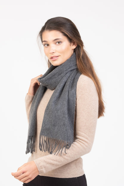 Solid Lambswool Scarf - Steinway Grey