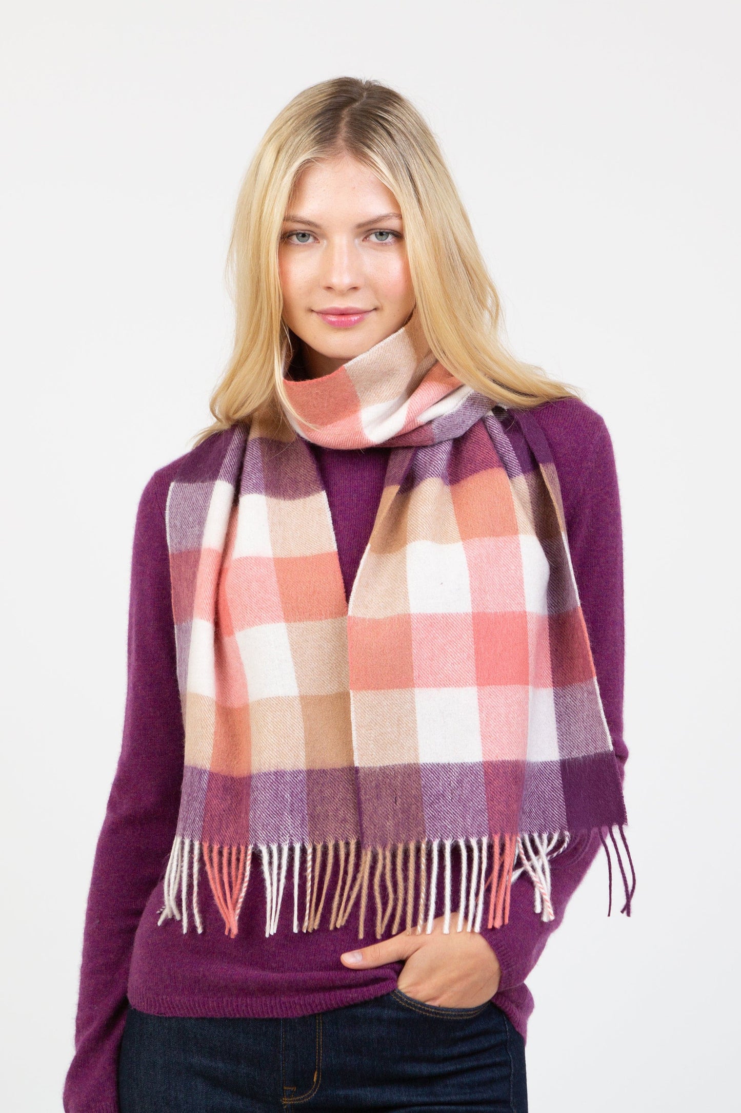 5 Square Check Lambswool Scarf - Eminence