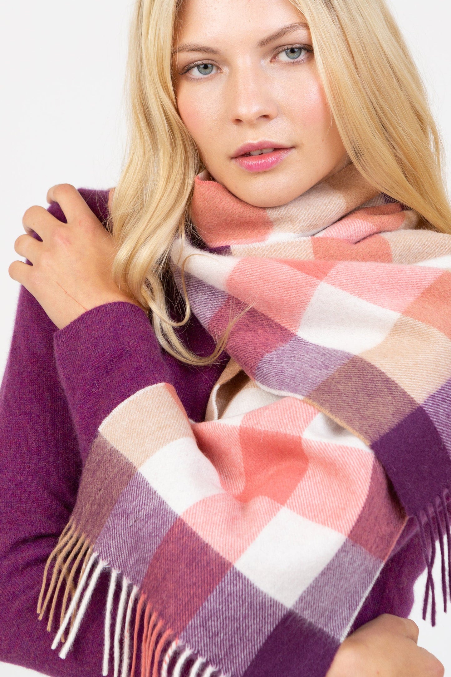5 Square Check Lambswool Scarf - Eminence