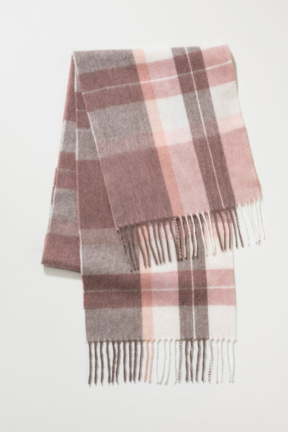 Contemporary Check Lambswool Scarf - Cameo