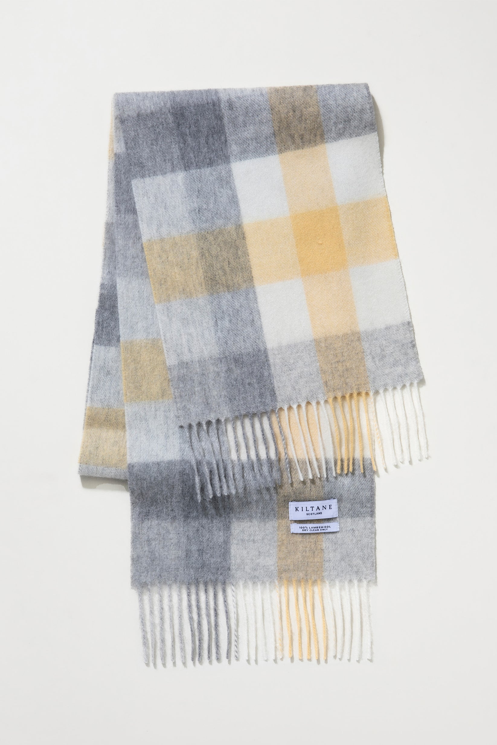 5 Square Check Lambswool Scarf - Butter – Kiltane