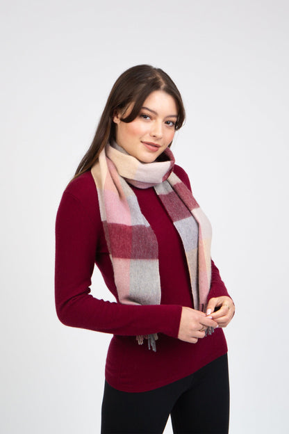 3 Square Check Lambswool Scarf - Summer Fruits