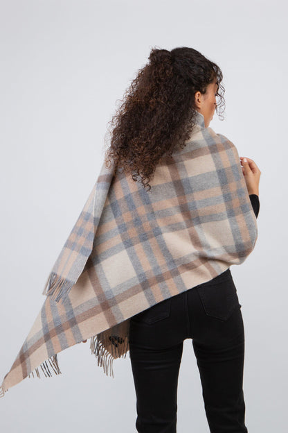 Tartan 2 Lambswool Stole - Natural