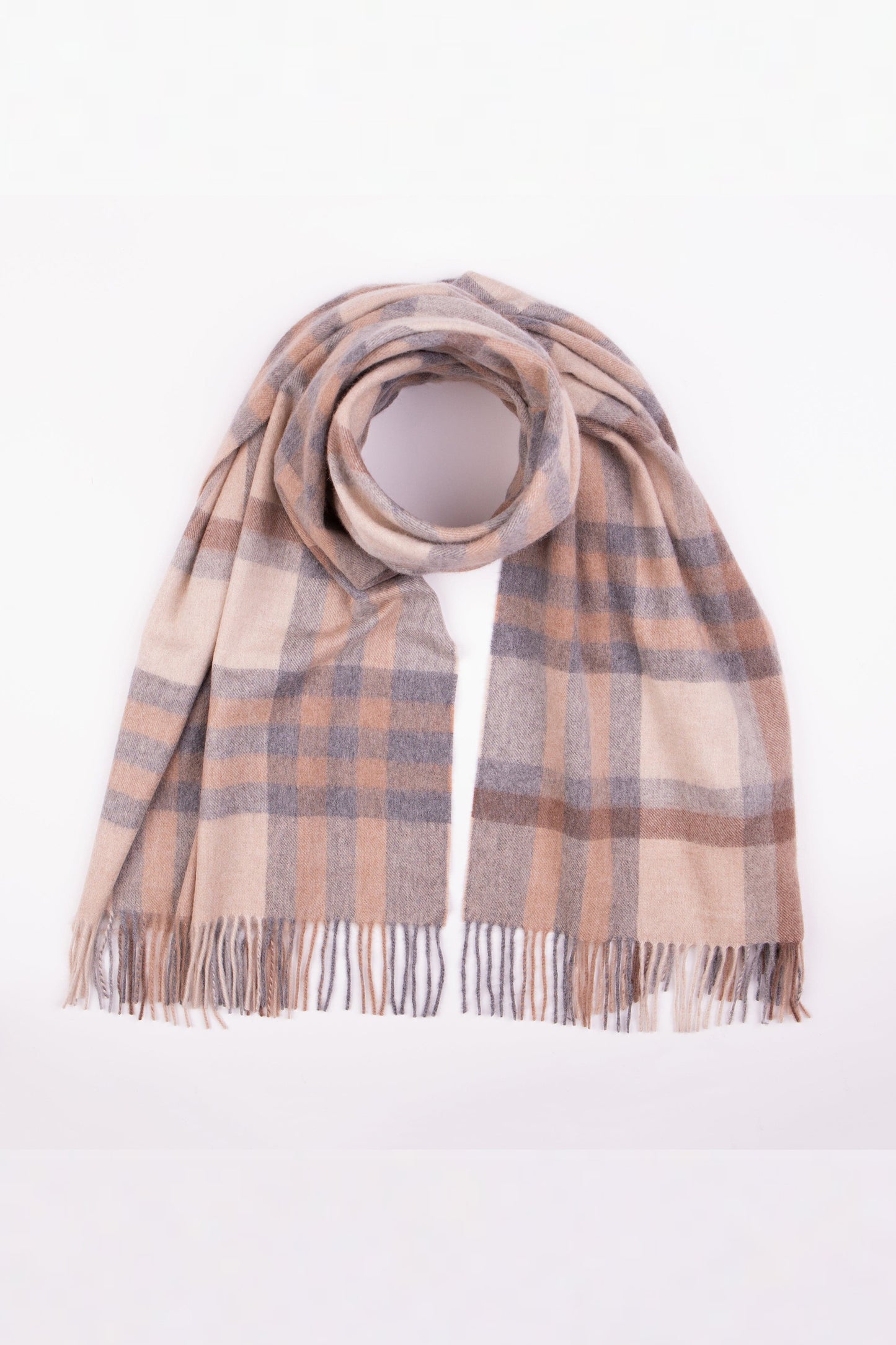 Tartan 2 Lambswool Stole - Natural