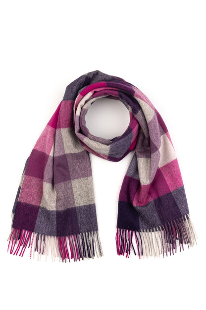 5 Square Check Lambswool Stole - Purple