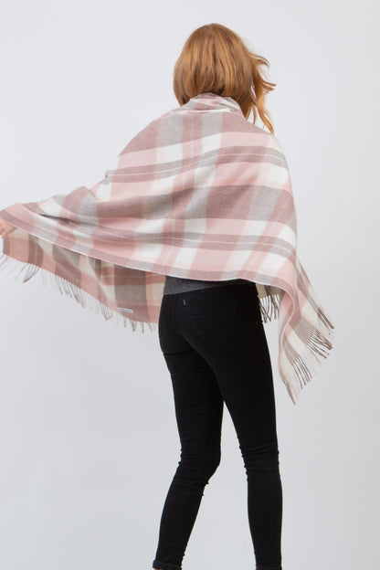 Contemporary Check Lambswool Stole - Cameo