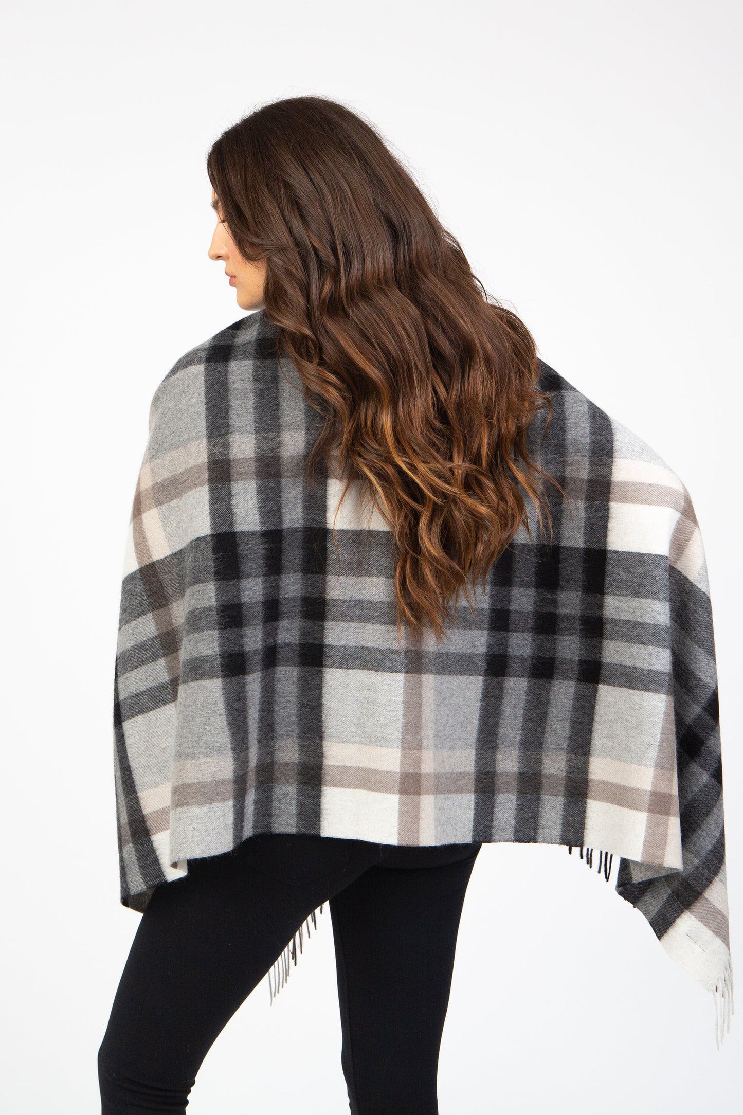 Tartan 2 Lambswool Stole - Black Grey