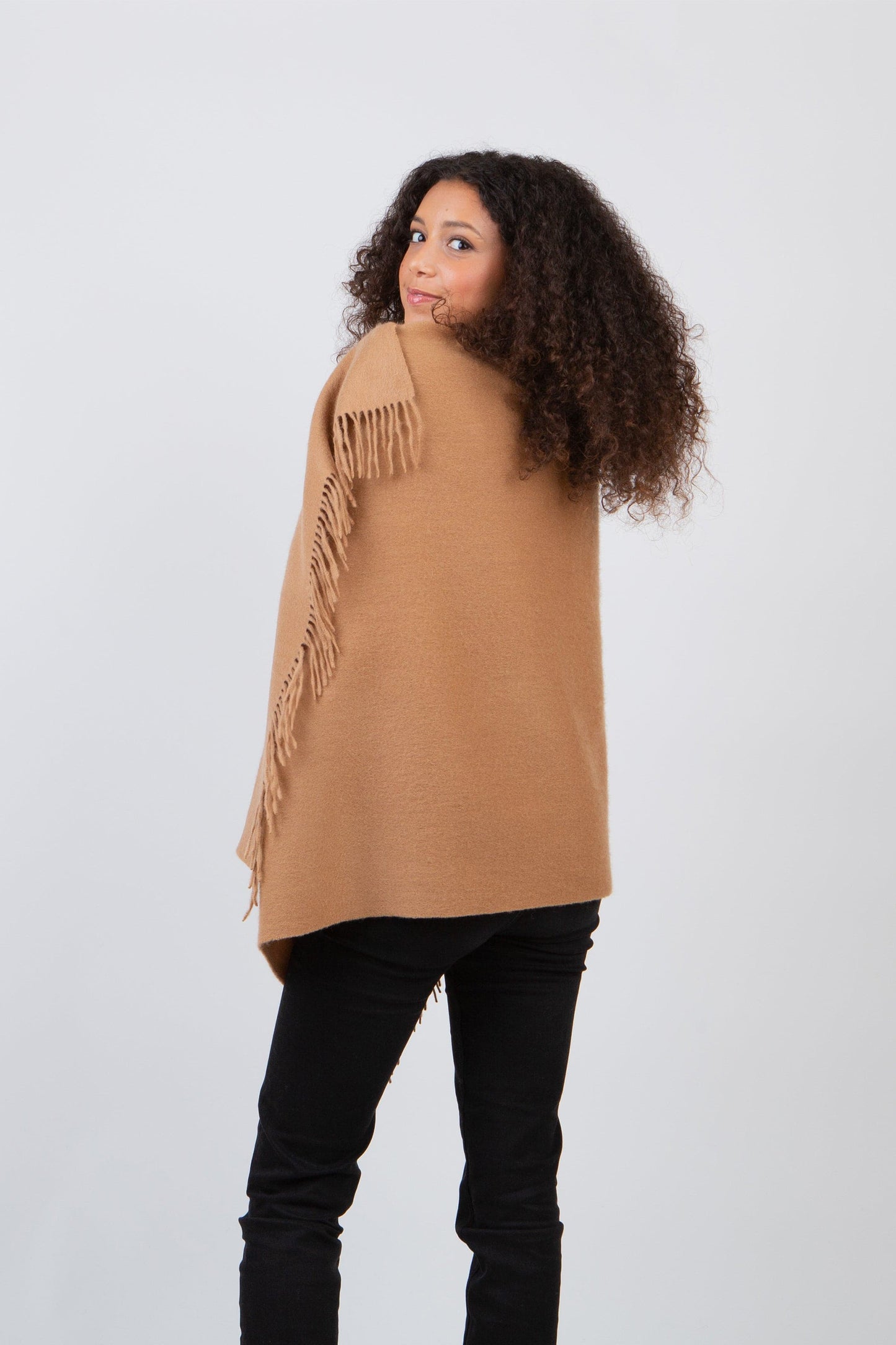 Solid Lambswool Stole - Dark Camel