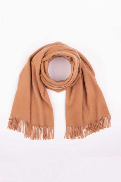 Solid Lambswool Stole - Dark Camel