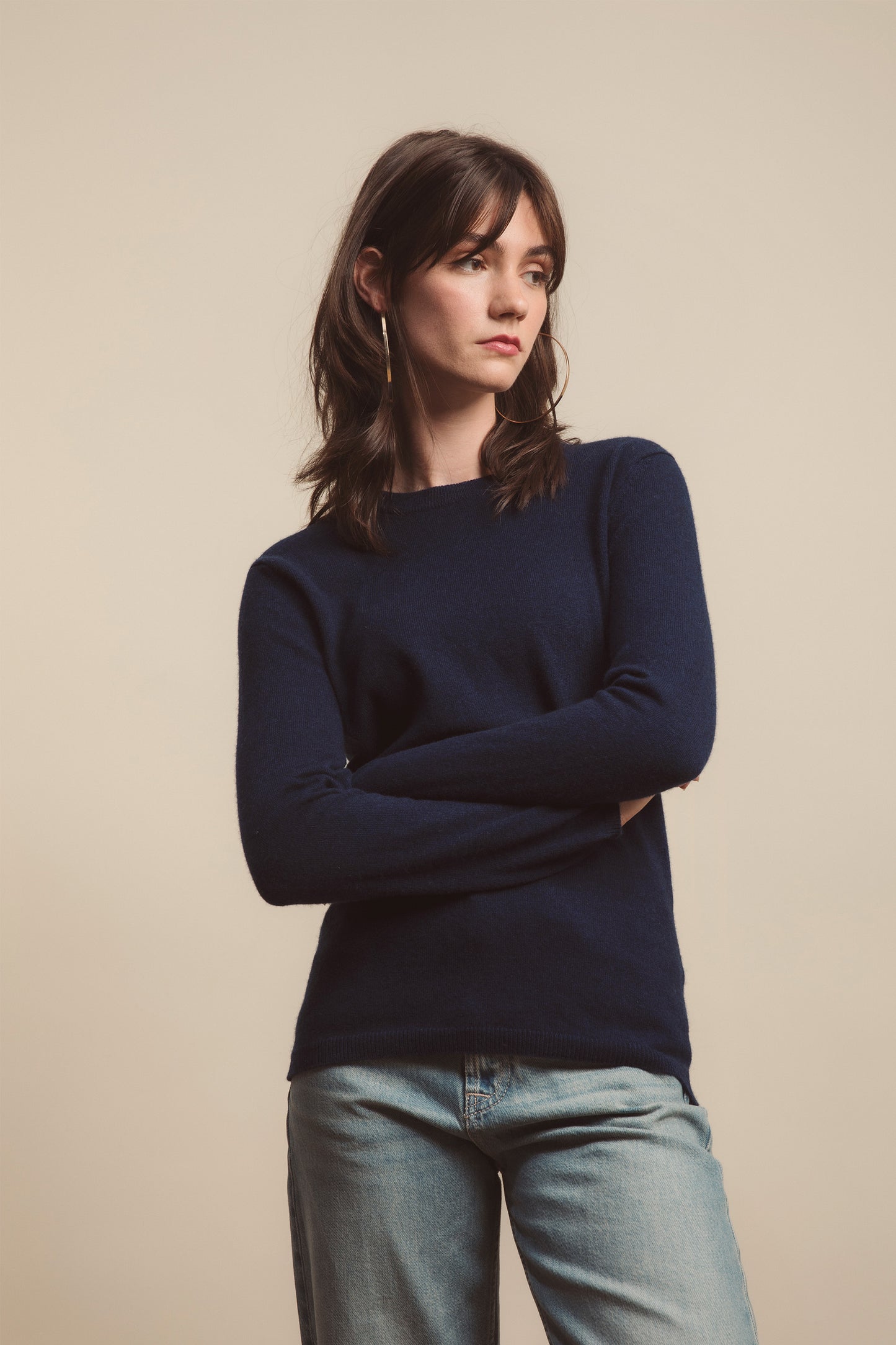 Women's Cashmere Crew Neck Jumper - Cosmos