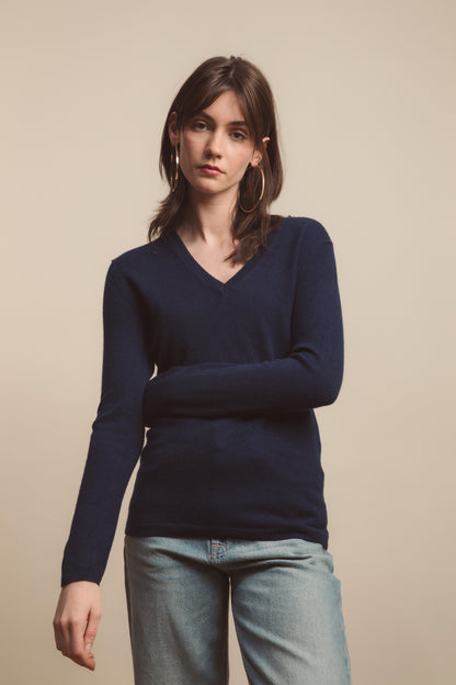 Women's Cashmere V Neck Jumper - Cosmos