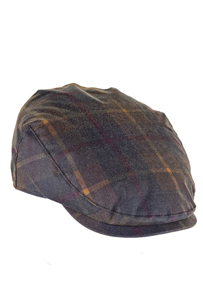 Charles Tartan Wax Flat Cap - Hunter